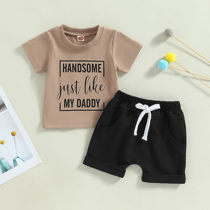Baby Boy Casual Letter Print T-Shirt and Shorts Set childrensterritory