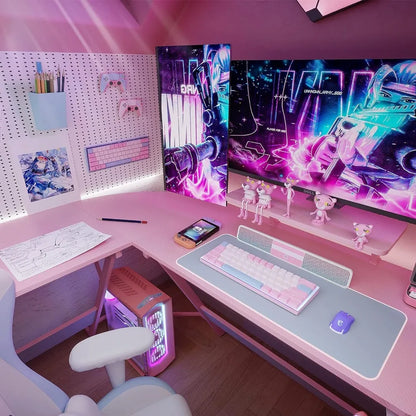 Gamer Desk with Headphone Hook, Cup Holder, and Monitor Stand childrensterritory