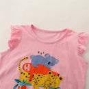 Colorful Cartoon Animals Print Summer Clothing Sets for Girls childrensterritory