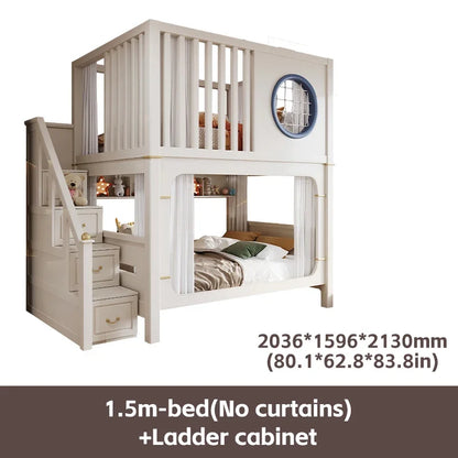 Solid Wooden Multifunctional Kids Bunk Beds with Ladder childrensterritory