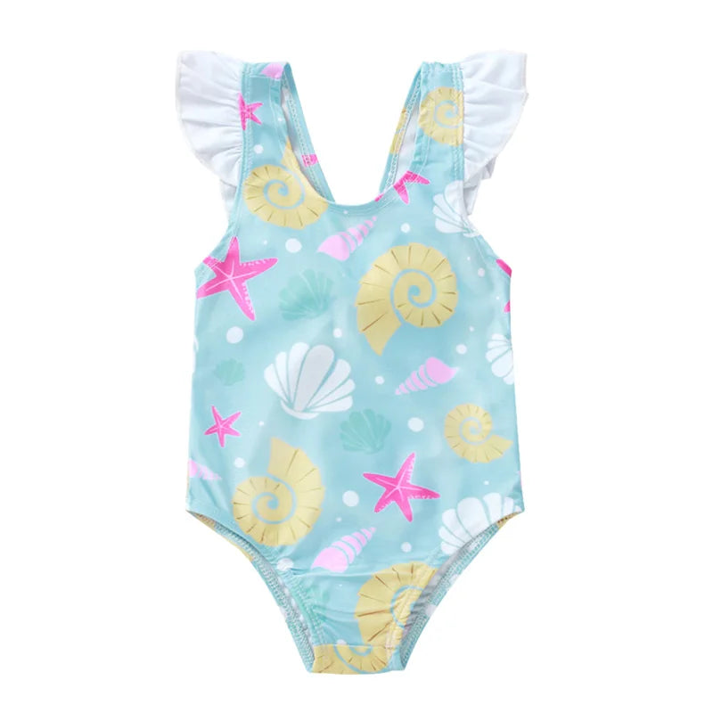 Baby Girls Shell Print Swimsuit Beachwear