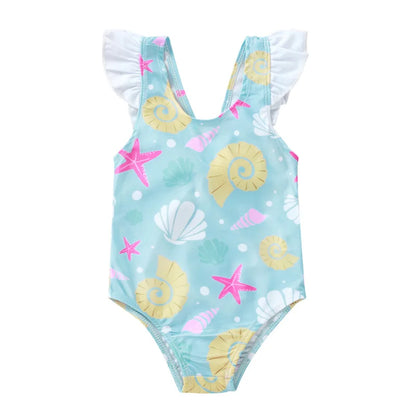 Baby Girls Shell Print Swimsuit Beachwear