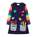 Kids Girls Pockets Pen Embroidery Preppy Style Dress childrensterritory