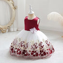 Cute Bow Golden Sequined Flower Birthday Dresses For Kids Girl childrensterritory