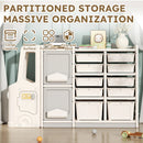 Kids Toy Storage Organizer with Three Cabinets and Ten Toy Bins