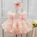 Girls Long Sleeves Butterfly Design Fluffy Party Dresses childrensterritory
