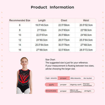 Kids Girls Mesh Rhinestones Design Gymnastics Leotard/Dancewear childrensterritory