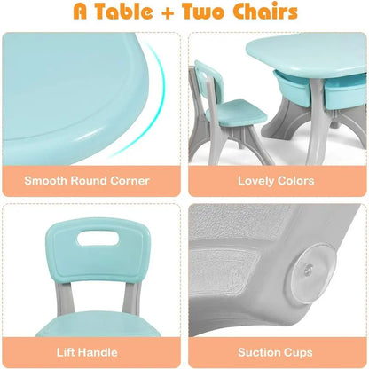 Toddler/Kids 2-in-1 Table and 2 Chairs Set w/Storage Shelf