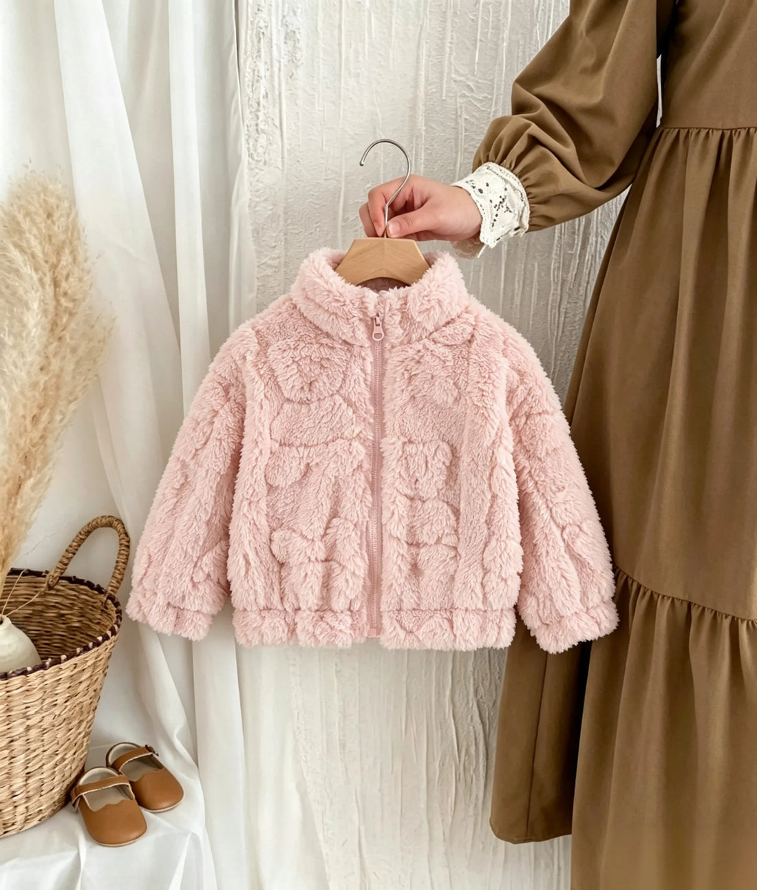 Baby Girls Cute Warm Fur Coat Winter Outerwear