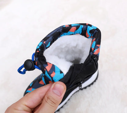 Kids Fashion Printed Warm Fur long Zipper Boots childrensterritory