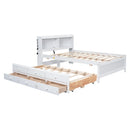 Full-size LED Bed with USB, Trundle and 3 Storage Drawers childrensterritory