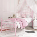 Twin Size Pink Metal Bed Frame with Headboard childrensterritory