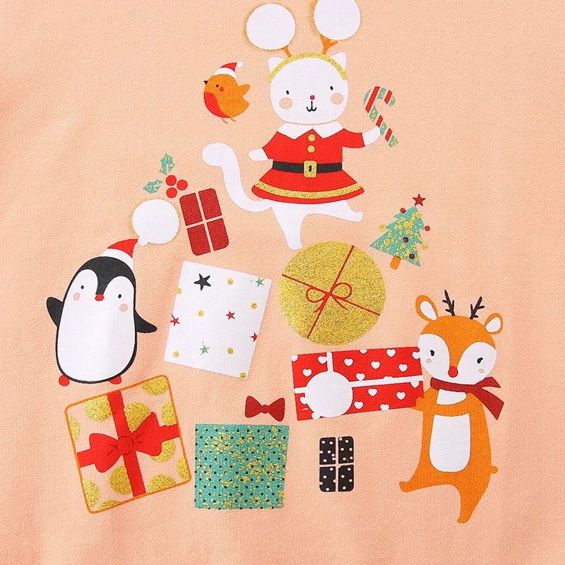 Kids' Cute Christmas Cartoon Print Cotton Sweatshirts