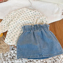 A-Line Flower Button Short Denim Skirt for Kids Girls childrensterritory
