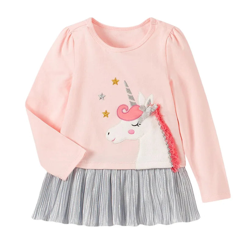 Long-Sleeved Sweetheart Lapel Collar Design Dresses for Girls childrensterritory
