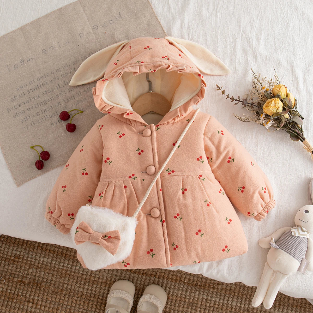 Girls Cartoon Design Winter Warm Jackets