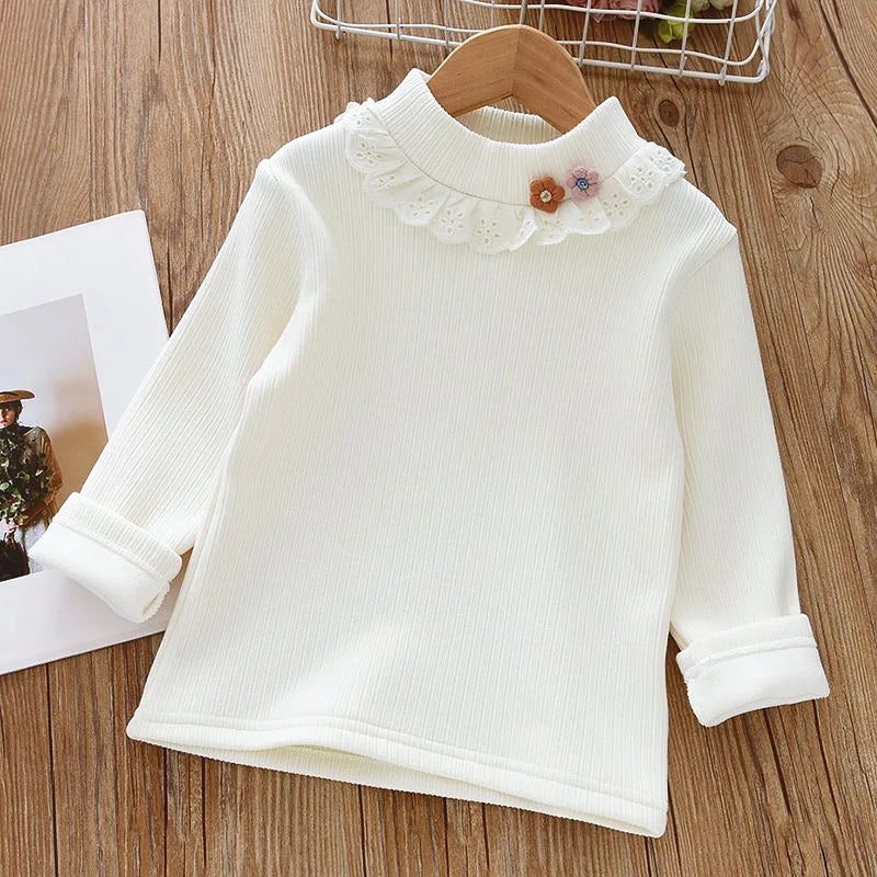 Girls' Long-Sleeved Round-Neck Design Winter Top childrensterritory