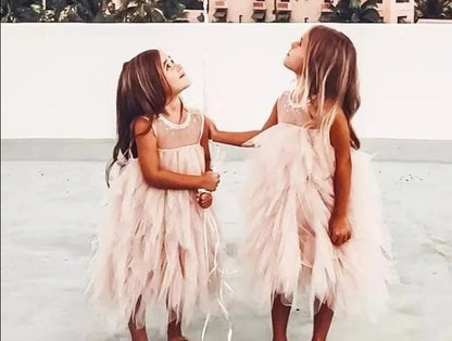 Kids Girls Sequins Tutu Layered Sleeveless Party Dress childrensterritory