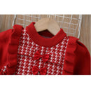 Girls' Long-Sleeved Bow-Design Winter Dresses