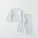 Little Girl Boy 2PCS Plaid knitted Clothes Set Sweater + Pant childrensterritory