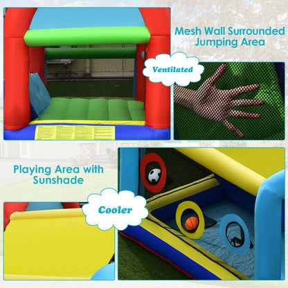 Kids Bouncy Jumping Castle w/ Dual Slides Without Blower childrensterritory