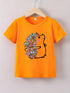 Short Sleeves Crew Neck Flower Printed T-Shirts For Girls childrensterritory