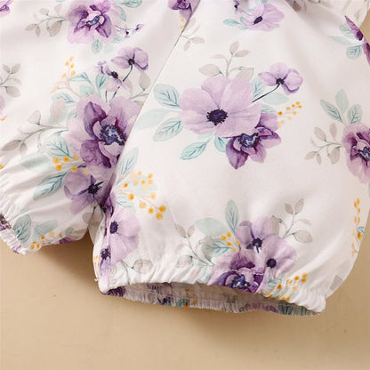 Baby Girl 3pcs Bodysuit, Printed Short, Bow Headband Clothing Set childrensterritory