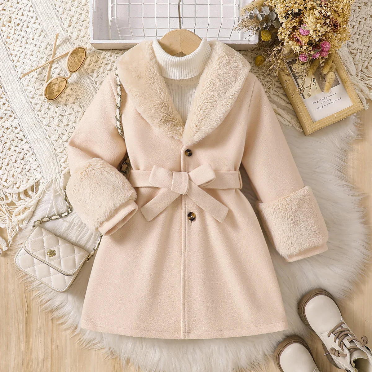 Girls’ Long-Sleeve Stylish Warm Winter Coat childrensterritory