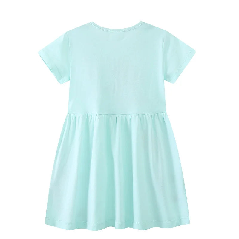 Kids Girls Short Sleeve Mermaid Embroidery Birthday Party Dresses childrensterritory