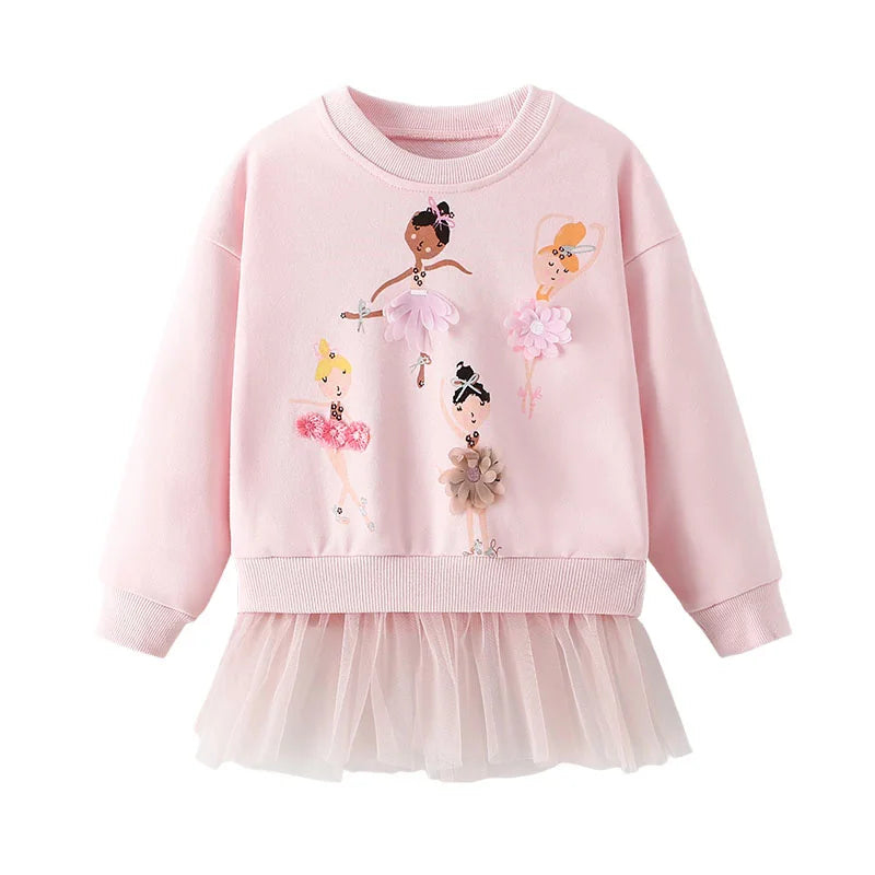 Kids Girls Cartoon Embroidery Applique Design Sweatshirts childrensterritory