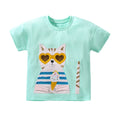 Animal Cats Appliques Little Girls Shorts Sleeve T Shirts childrensterritory