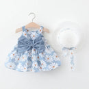 Baby Girl Big Bow Floral Princess Dress with Hat childrensterritory