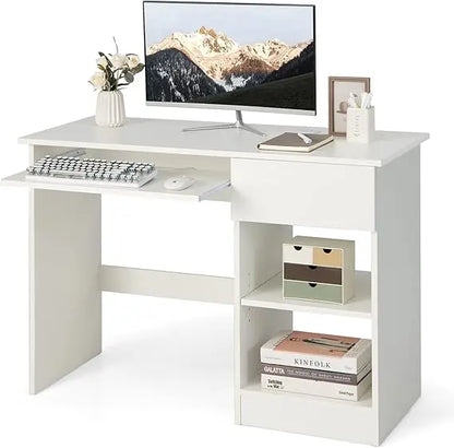 Adjustable Wooden White Computer Desk with Drawers childrensterritory
