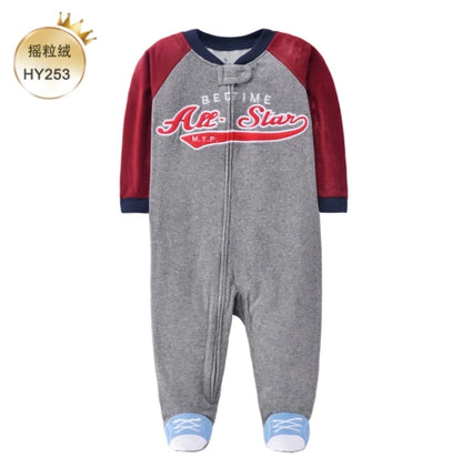 Newborn Baby Zipper Up Overalls Fleece Romper for Winter childrensterritory