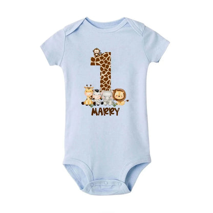 Baby Unisex First Birthday Embroidered Romper