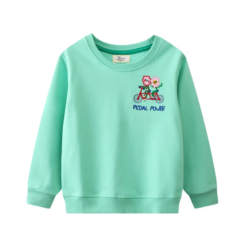 Kids Girls Cartoon Embroidery Applique Design Sweatshirts childrensterritory