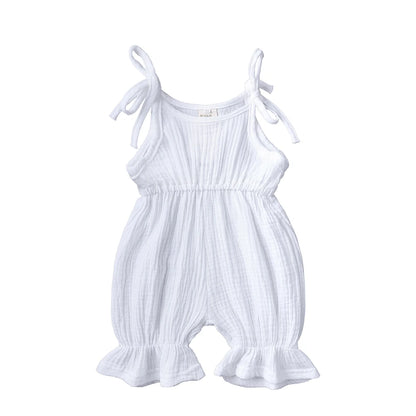 Plain Color Sling Summer Romper for Baby Girl