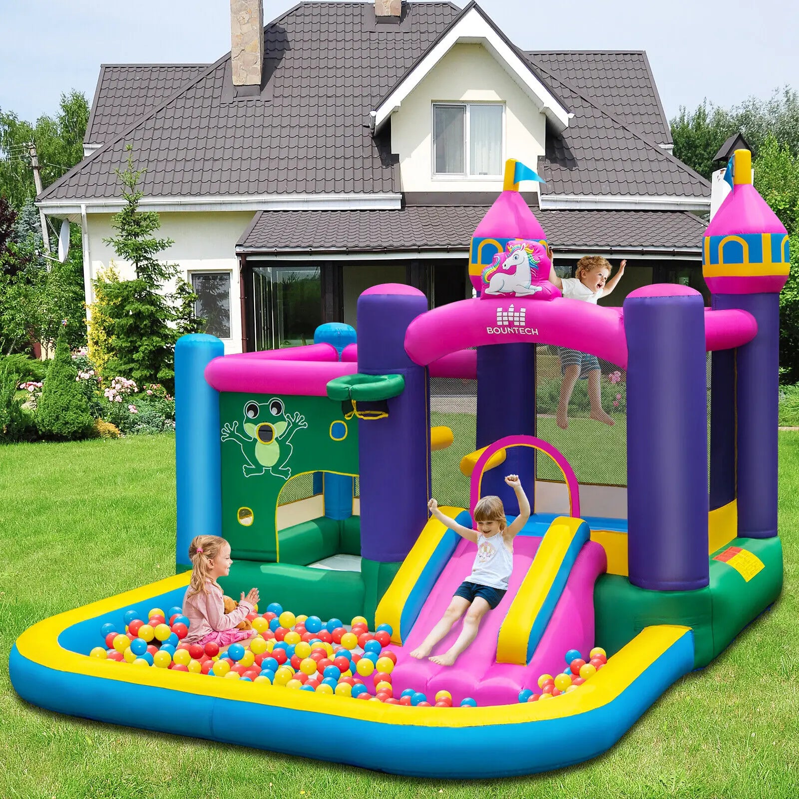 6-in-1Unicorn-themed Kids Inflatable Bounce House W/ 735W Blower childrensterritory