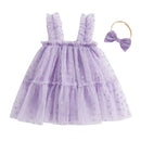 Baby Girls' Floral Print Summer Dress with Bow Headband