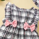 Newborn Girl Plaid Design Summer Romper and Hat Set childrensterritory