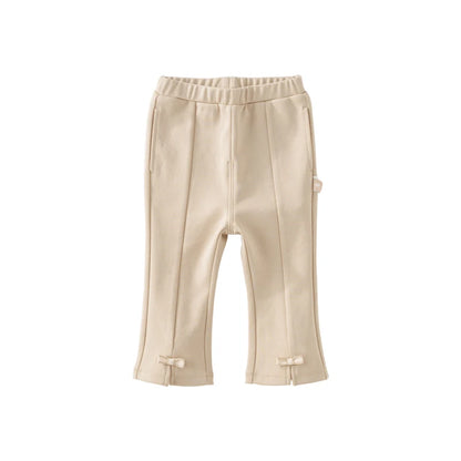 Kids Girls Casual Cropped Pants with Classy Bow for Party childrensterritory