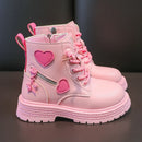 Kids Girls Soft Sole Rubber Boots with Love Side Zip