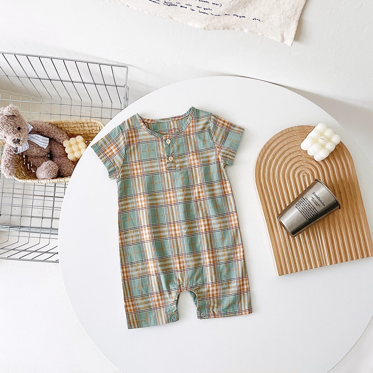 Baby Boy Plaid Casual Short Sleeve Summer Romper childrensterritory