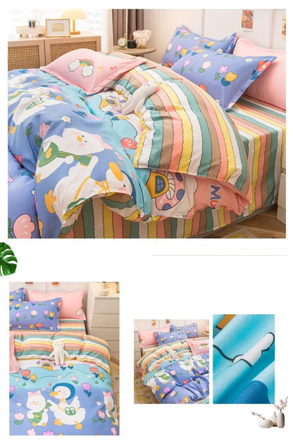 3/4-piece Cartoon Floral Print Soft Bedding Set For Home childrensterritory