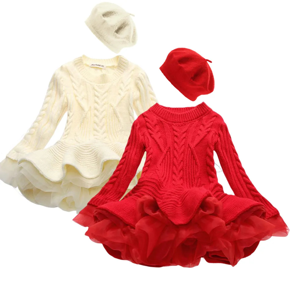 Kids Girls Ruffle Long Sleeve Warm Princess Dresses childrensterritory
