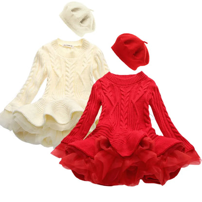 Kids Girls Ruffle Long Sleeve Warm Princess Dresses childrensterritory