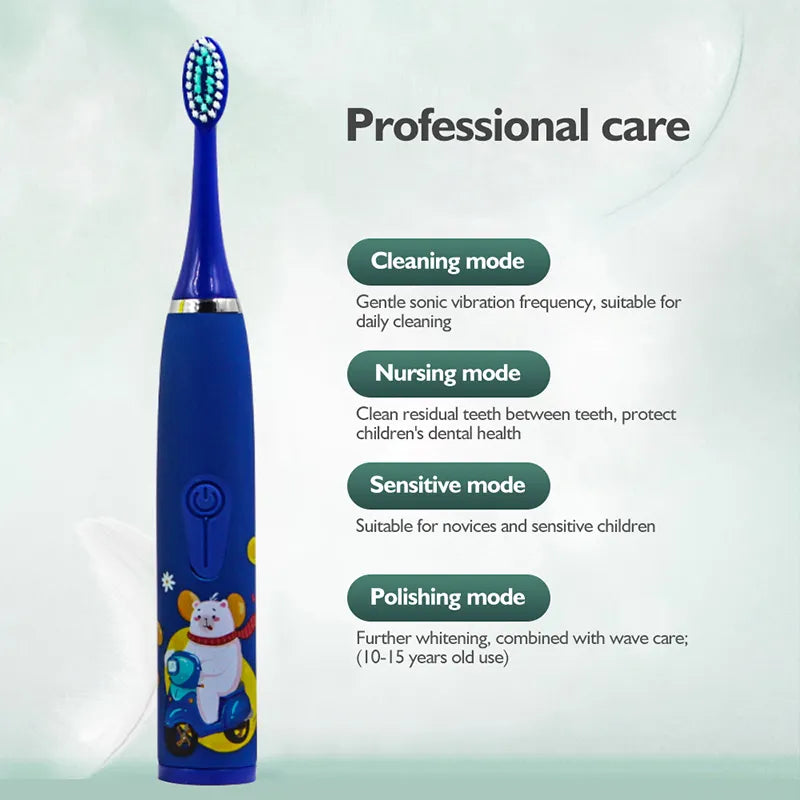 Electric Tooth Brush for Kids with 6 Soft Nozzles childrensterritory