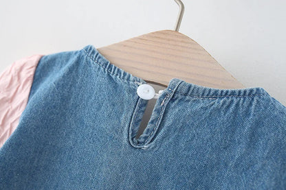 Bow Design Denim Costume For New Born Baby Girl childrensterritory