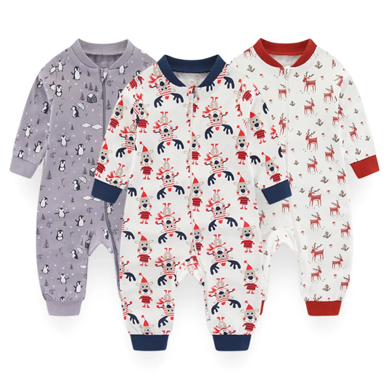 Cartoon Print Long Sleeve Newborn Baby Cotton One-piece/Rompers childrensterritory