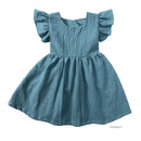 Bow Design Cotton Linen Dress For Toddler Girls childrensterritory